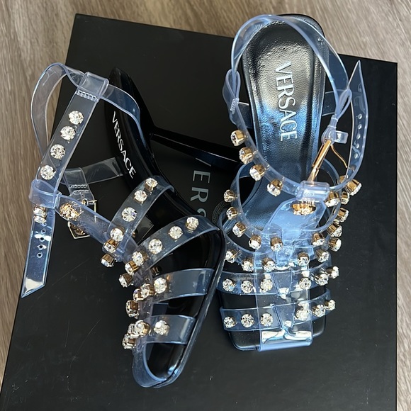 Versace Sandal Heels Jewels Sparkly_Versace Women's Embellished Caged Jelly - Picture 2 of 12